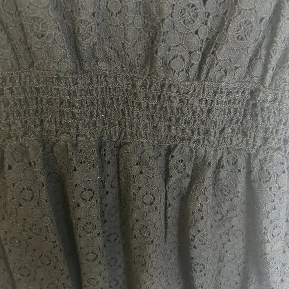 Max Studio All Over Lace Sleeveless Black Dress Sz L Smocking Cotton Eyelet - Picture 12 of 12